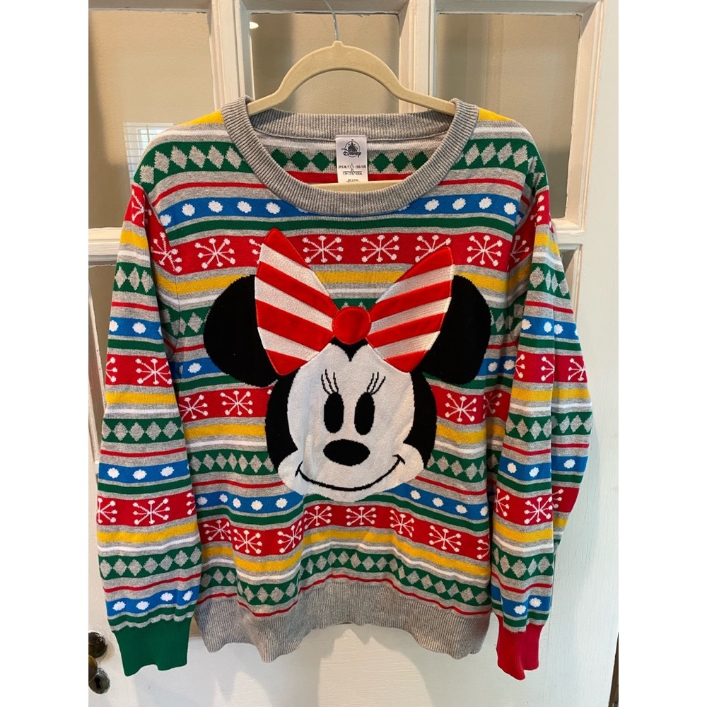 Disney Store Minnie Mouse Holiday Ugly Christmas Sweater Size Large